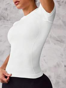 Easithlete 2 Pcs Leisure Solid Raglan Sleeve Sports Tee Tight Fitted Tops Women Gym Shirts Compression Shirt Women - Multicolor - View 5