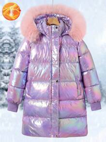 Girls' Colorful Stylish Mid-Length Hooded Padded Coat, Suitable For Autumn/Winter Fall - Multicolor - View 7