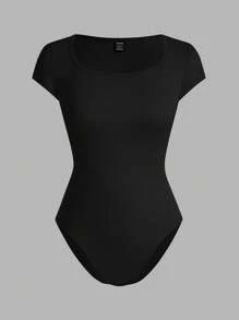 SHEIN EZwear Bộ 4 áo liền quần cổ tròn tay ngắn cho nữ, nhiều màu, thích hợp cho mùa hè - Nhiều màu - Xem 7