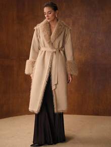 MOTF PREMIUM 优雅大翻领系带长袖大衣