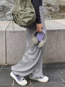 DAZY Pantalones de chándal casuales con cintura elástica, pantalones sueltos con cordón a la altura del tobillo para mujeres