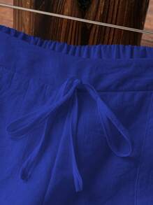 EMERY ROSE Women's White Linen Pocket Casual Pants, Spring/Summer Fall Cloth For Women