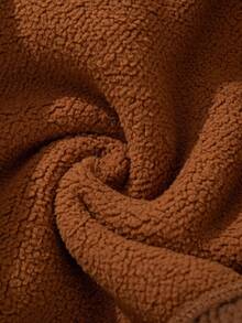 SHEIN Baby Boy Vintage Style Fleece Collar Jacket Fall Winter - Brown - View 7