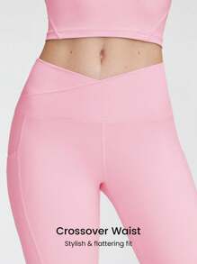 GLOWMODE FeatherFit™ Cropped T-Strap Tank & High-Rise Biker Shorts Set - Pink - View 4
