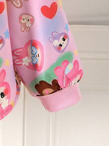 Sparklyn Tween 女童可爱休闲连帽开衫，保暖内衬厚印花夹克 - 彩色 - 查看 4