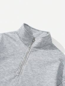 Attitoon Plus Size Retro Campus Style Casual Plus Size Women Loose Half Zip High Neck Fleece Hoodie, Suitable For Autumn/Winter Los Angeles Sweatshirt College Clothes Fall