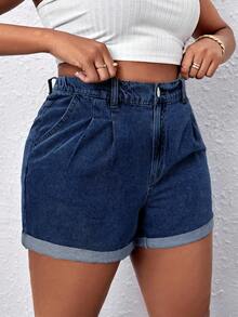 SHEIN SXY Plus Size Summer Casual Washed Denim Shorts