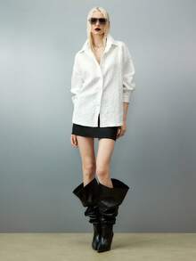 Airlisse 女式白色前扣长袖纹理开衫 - 白色 - 查看 5