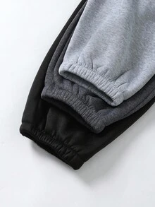 3件套青少年女孩休闲松紧腰心形印花慢跑裤