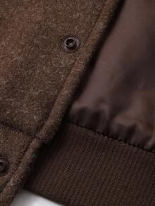 DAZY Kids Boys Casual Loose Fit Jacket With Embroidered Letter, Street Style, Autumn - Brown - View 9