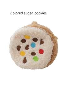 1 件装 4 英寸 PU 皮革饼干造型零钱包，可爱饼干设计，拉链口袋，适合女性女孩作为圣诞派对礼物或时尚配饰 - 彩色 - 查看 3