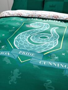 HARRY POTTER X SHEIN 绿色蛇纹羽绒被套装、礼品 - 綠色 - 查看 6