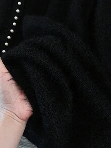 GlowEve CURVE 大码串珠缀饰长袖开衫 - 黑色 - 查看 7