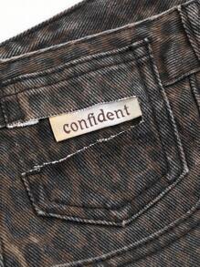 Dazy Plus Plus Size Loose Leopard Print Boyfriend Jeans - Brown - View 5