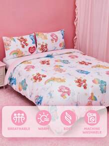 SHEIN X Care Bears Cute Bear Print Duvet Cover Set, Soft And Comfortable, Suitable For Various Beds - Multicolor - View 11