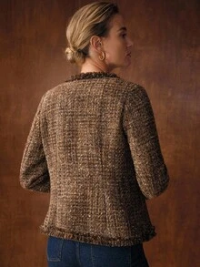 MOTF PREMIUM TWEED BUTTON UP WINTER COAT - Brown - View 6