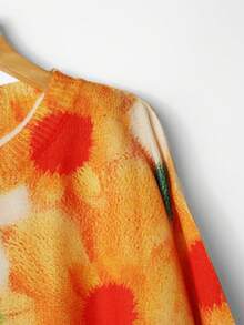 Linhara Plus Size Women Floral Print Casual Elegant Sweater Fall Winter Cloth For Women Autumn - Multicolor - View 5