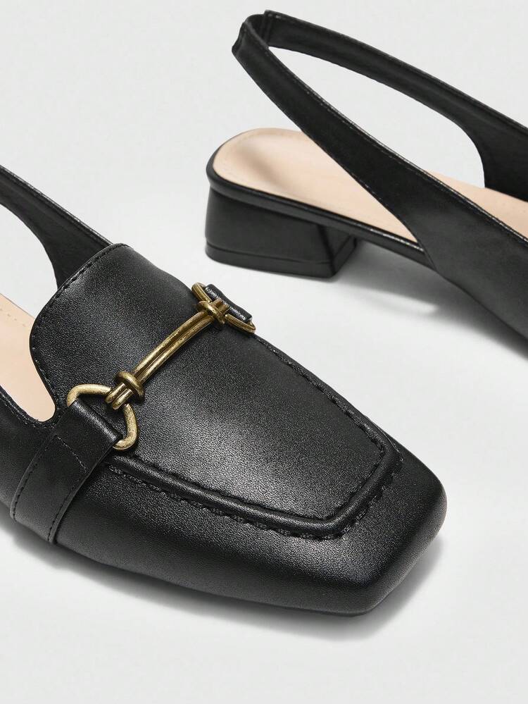 CUCCOO BIZCHIC Women's Black Chunky Heel Elegant Comfortable Versatile Slip-On Loafers Work Flats Mule Shoes For Christmas Spring Shoes