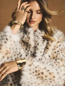 Poéselle Áo khoác lông thú giả họa tiết động vật dành cho nữ, Thu/Đông - Nhiều màu - Xem 2