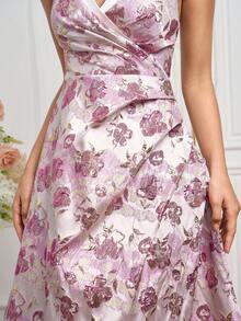 Poshira Váy dạ hội xếp ly vải jacquard thanh lịch dành cho nữ - Nhiều màu - Xem 5