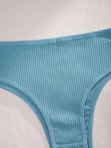 SHEIN 7pcs/Pack Plus Size Seamless Solid Color Briefs, Ribbed Thong Underwear - Multicolor - View 3