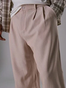 Musero Pinstripe Oversized Tailored Trouser Spring Summer Smart Casual - Apricot - View 5