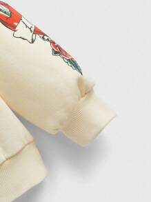 ROMWE Street Life Y2K Halloween Streetwear Virgin Mary Cross Graphic Loose Sweatshirt Sweatshirt - Apricot - View 3