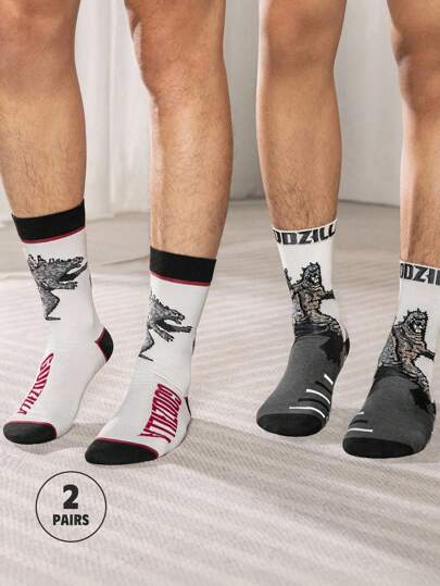 GODZILLAxKONG X SHEIN Men Crew Socks