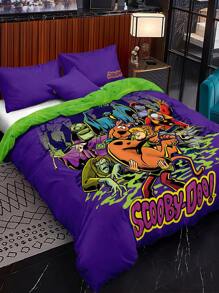SCOOBY-DOO X SHEIN Cartoon And Letter Print Bedding Set - Multicolor - View 2