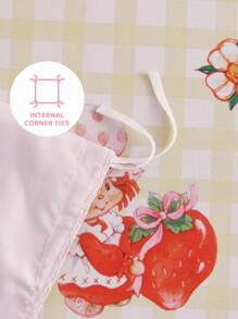 Strawberry Shortcake X SHEIN 3 PiecesStrawberry Print Bedding Set, Soft & Warm, Farmhouse Style, Fits Various Bed Sizes,Gift Ideas - Multicolor - View 9