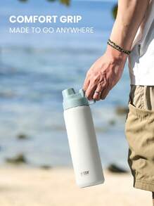 Cirelle 优质 750 毫升不锈钢宽口杯，健身补水伴侣，三层真空隔热，防漏防汗，登山扣，淡粉色、薄荷绿、白色 - 彩色 - 查看 5