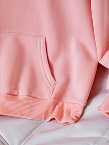 Tween Girl Letter Print Casual Hoodie, Pink, Pocket, Long Sleeve, Graduation Long Sleeve Top, Back To School, Graduation, Teacher , Fall Winter