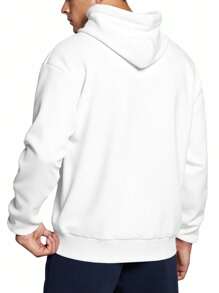 Calvin Klein Hanorac cu glugă pentru bărbați, cu mânecă lungă și buzunar, cu șnur și umeri căzuți