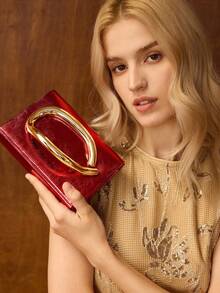 MOTF PREMIUM METALLIC DECOR PU LEATHER CLUTCH - Red - View 1