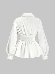 Velvienne Bộ 2 áo cánh và chân váy màu trơn thời trang cỡ lớn dành cho nữ, phong cách thanh lịch cho mùa xuân và mùa thu - Nhiều màu - Xem 8