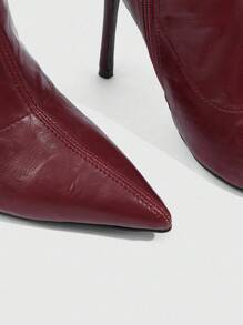 CUCCOO SZL Giày bốt cao đến mắt cá chân mũi nhọn thời trang dành cho nữ, thích hợp đi làm, hẹn hò, tiệc tùng, đi nghỉ - Màu Đỏ Sâu - Xem 5
