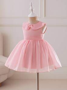 Glamorique Kids 女童甜美可爱粉色公主薄纱无袖连衣裙、派对连衣裙 - 粉色 - 查看 4