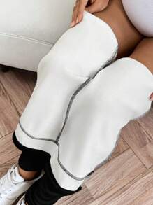 SHEIN Ropa de otoño, ropa de otoño, ropa de maternidad de otoño/invierno, ropa de maternidad de otoño, ropa de otoño, maternidad de otoño/invierno, leggings casuales con cintura ajustable y forro térmico con bordado de letras de maternidad, leggings de invierno de maternidad, leggings de maternidad, ropa deportiva de maternidad de invierno, leggings con forro térmico, ropa de embarazo para hacer ejercicio, ropa de maternidad para hacer ejercicio, ropa deportiva de embarazo - Negro - Ver 7