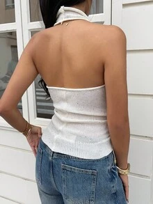 Siren Gaze 新款女式亮片针织垂坠领上衣