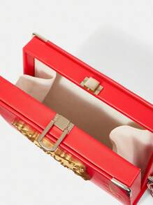 HARRY POTTER X SHEIN Book Shaped Foil Printed Box Design Shoulder Bag - Red - View 8