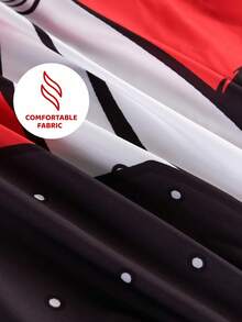 Betty Boop x SHEIN 3件套双面字母和数字图案被套，适用于单人床/双人床/大号床/特大号床，宿舍/家居，礼品之选，派对，节日，情人节