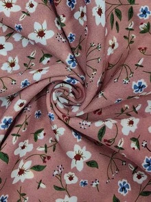 Sweetra Plus Size Women's Hollow Neck Slit Dress, Elegant Vintage Ditsy Floral, Suitable For Spring/Summer Vacation & Beach - Pink - View 3