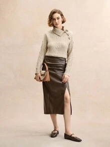 Rosivie 2025年夏季新款法式方头百搭黑色镂空编织带低帮透气舒适平底女鞋 - 棕色 - 查看 2