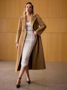 MOTF PREMIUM WOOL DOUBLE BREASTED BELTED COAT - Brown - View 6