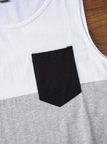 Manfinity NXTstreet Nam Áo ba lỗ Bông Khối màu Túi Patch - Nhiều màu - Xem 5