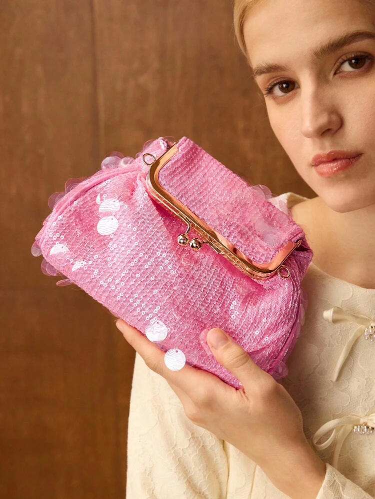 WOMEN'S FASHION PARTY CONTRAST SEQUIN CROSSBODY BAG