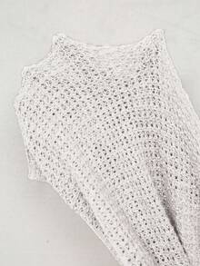 Vionelle Suéter holgado de manga larga con cordón, unicolor, talla grande, para otoño - Blanco - Ver 3