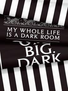 Beetlejuice X SHEIN Slogan & Striped Print Bedding Set - Black and White - View 6