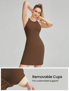 GLOWMODE FeatherFit™-Ribbed Racerback Sports Dress - Cinnamoninspiration - View 3