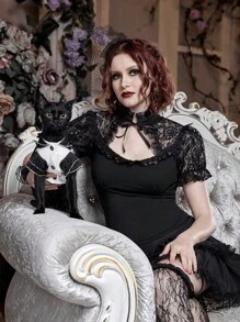 PETSIN Schwarz-Weiß Prinzessin Stil Haustierbekleidung, Spitzen-Schleifendesign, geeignet für Partys, Geburtstage und andere wichtige Anlässe, beliebt in Europa und Amerika, passend für Teddy, Pudel, Katze, modischer Haustier Cardigan für Herbst/Winter